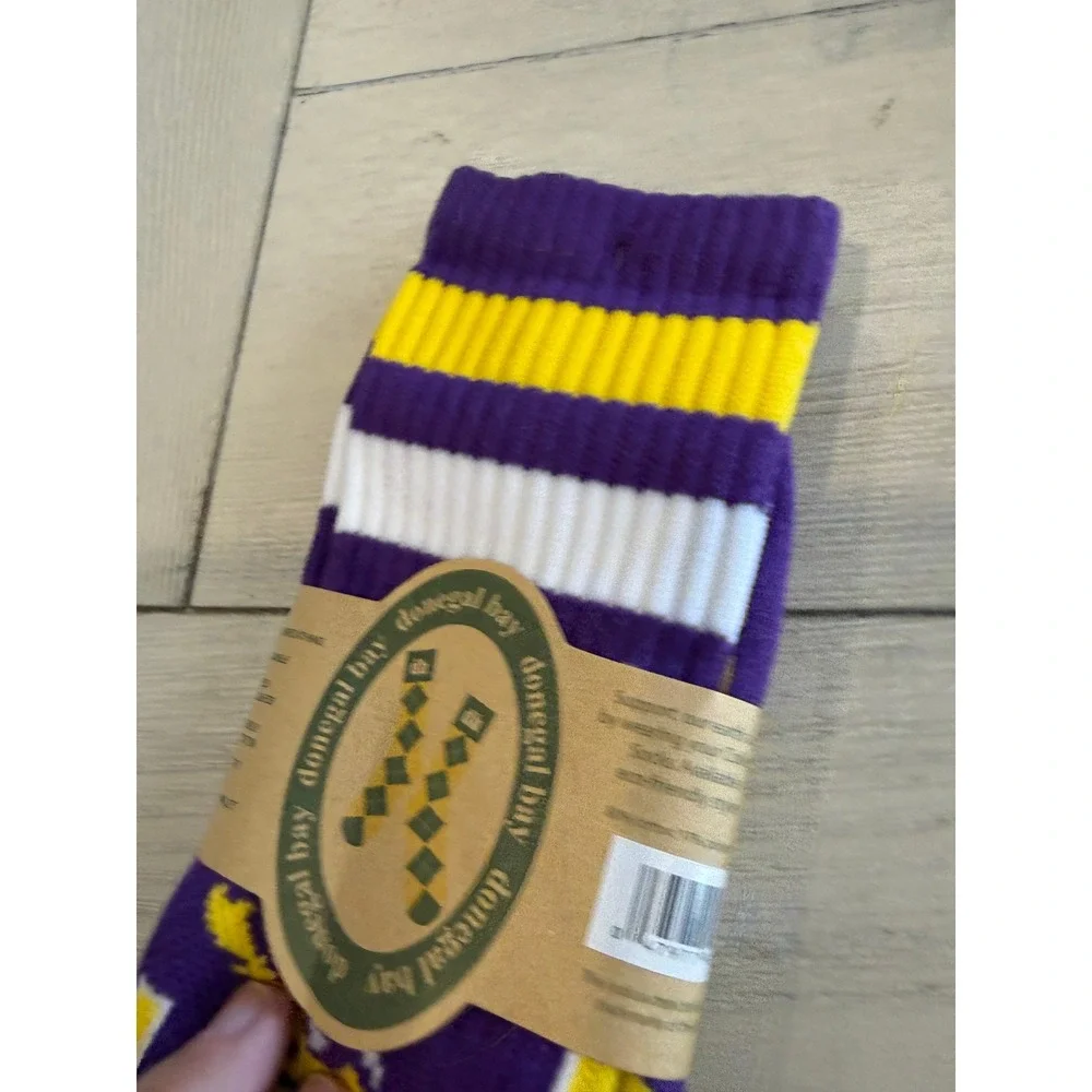 Donegal Bay LSU Tigers Crew Socks Purple Gold‎ Geaux NCAA Mens One Size NWT